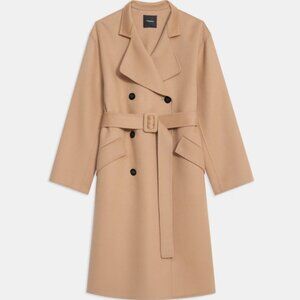 Theory Trench Coat in Double-Face Wool-Cashmere, Size P, NWOT